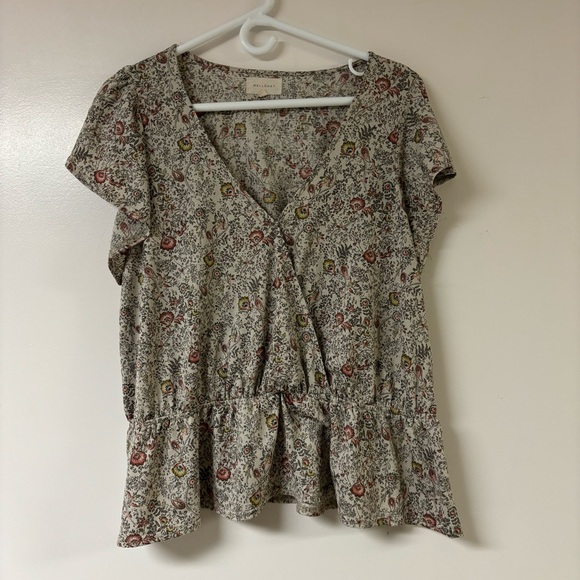 Melloday blouse gray with small flowers size large - Picture 1 of 6